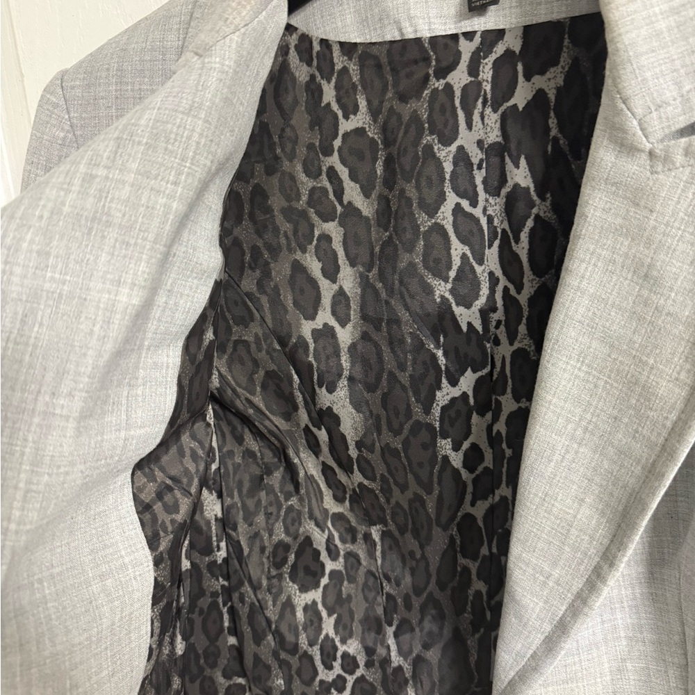 Express Editor Fitted Two Button Gray Blazer - image 4